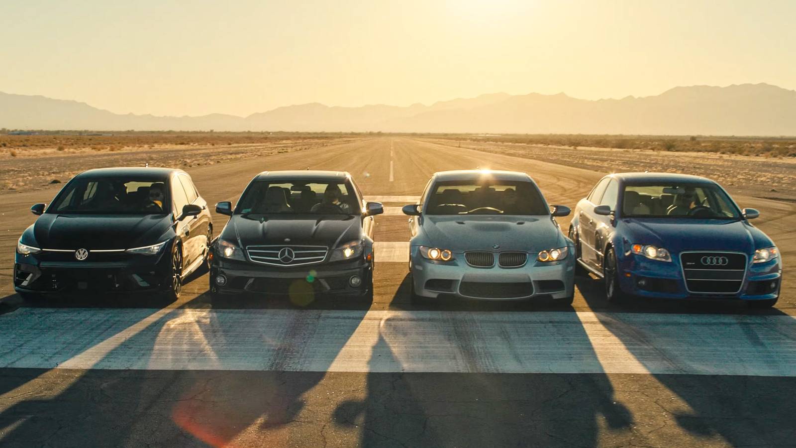 1600x900 Old V8 Sedans Take On New VW Golf R In Epic Drag Race