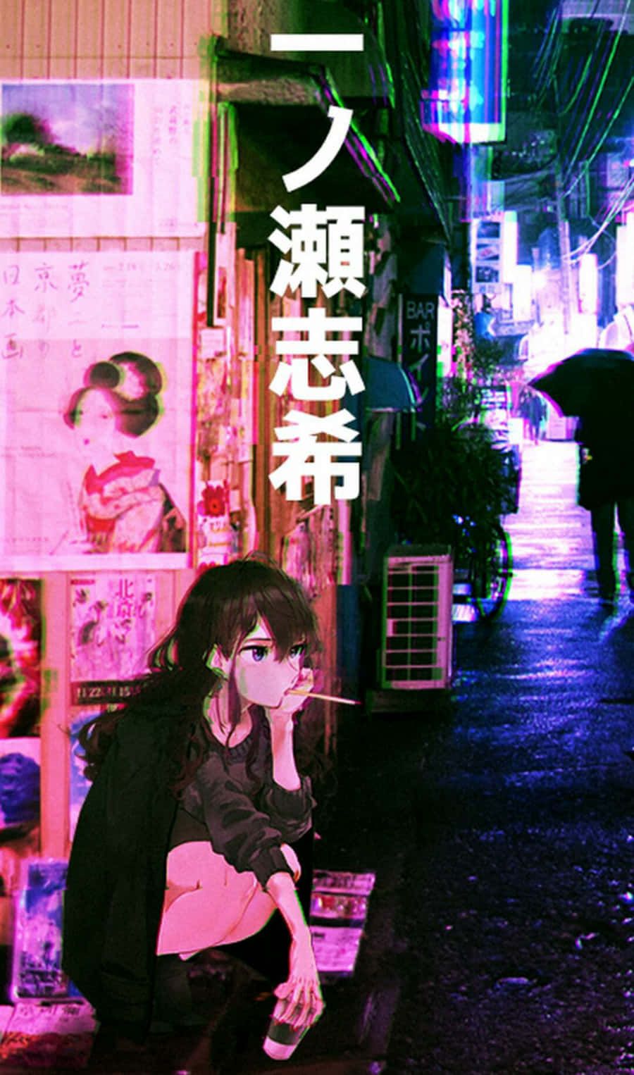 900x1526 Download A Sadness Creeps Over A Solemn, Anime Inspired Artwork. Wallpaper