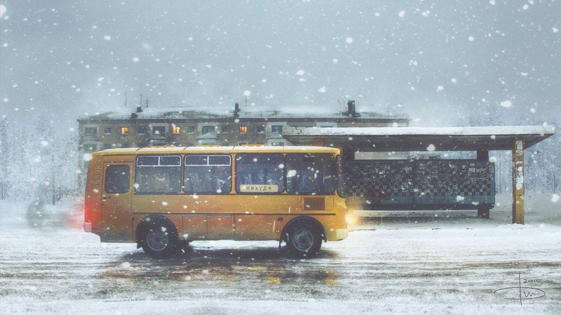 1920x1080 winter, Sadness, Alone, Snow flakes, Buses, City, Road Wallpaper HD / Desktop and Mobile Background