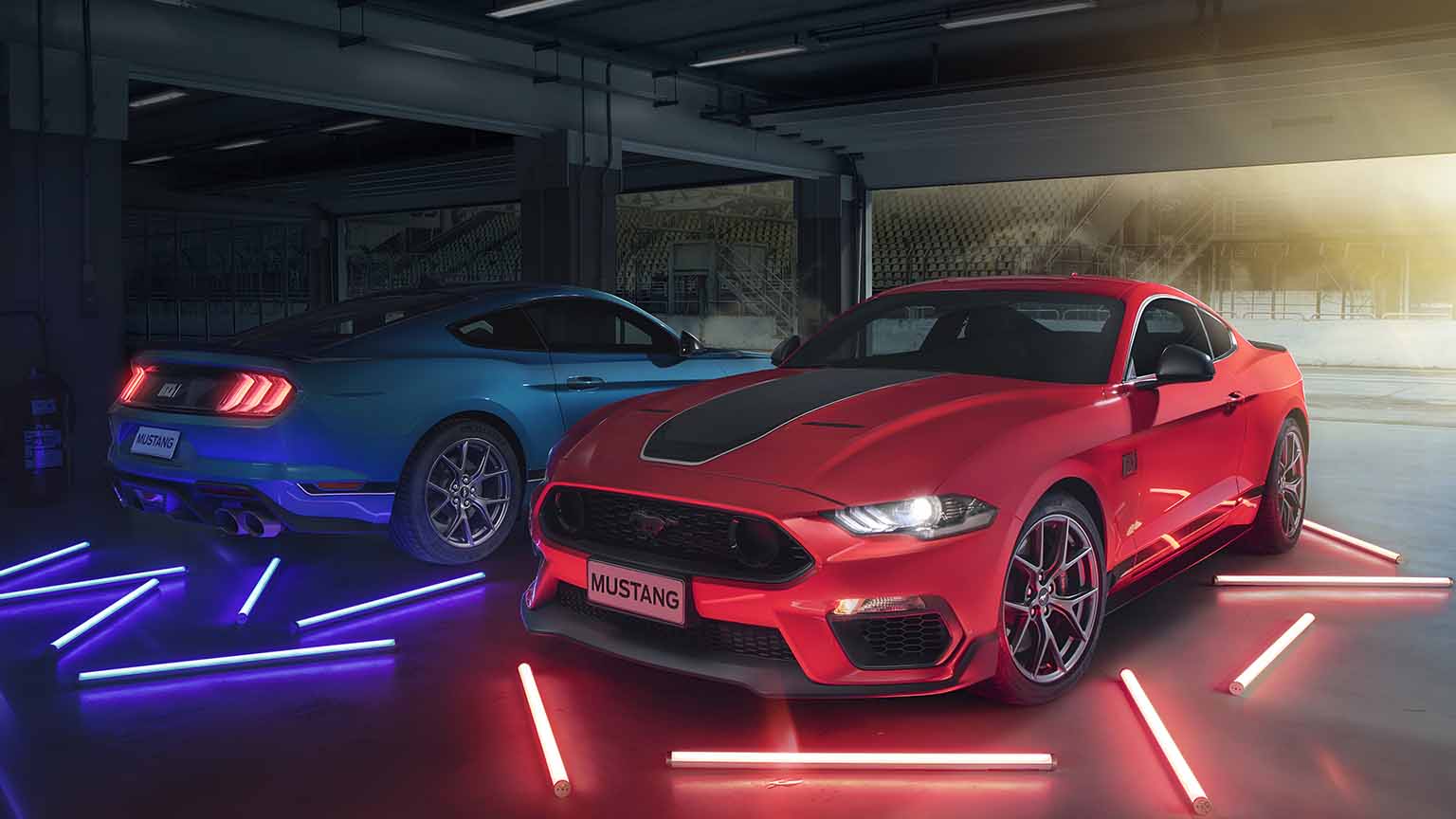 1536x864 Ford Mustang Mach 1 Mach E Neon Garage Desktop Wallpaper