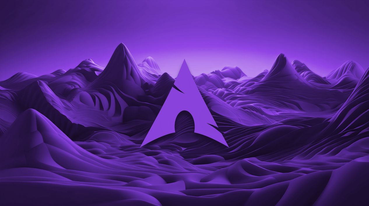 1266x709 Arch Linux Purple Mountain 4K Wallpaperx2152