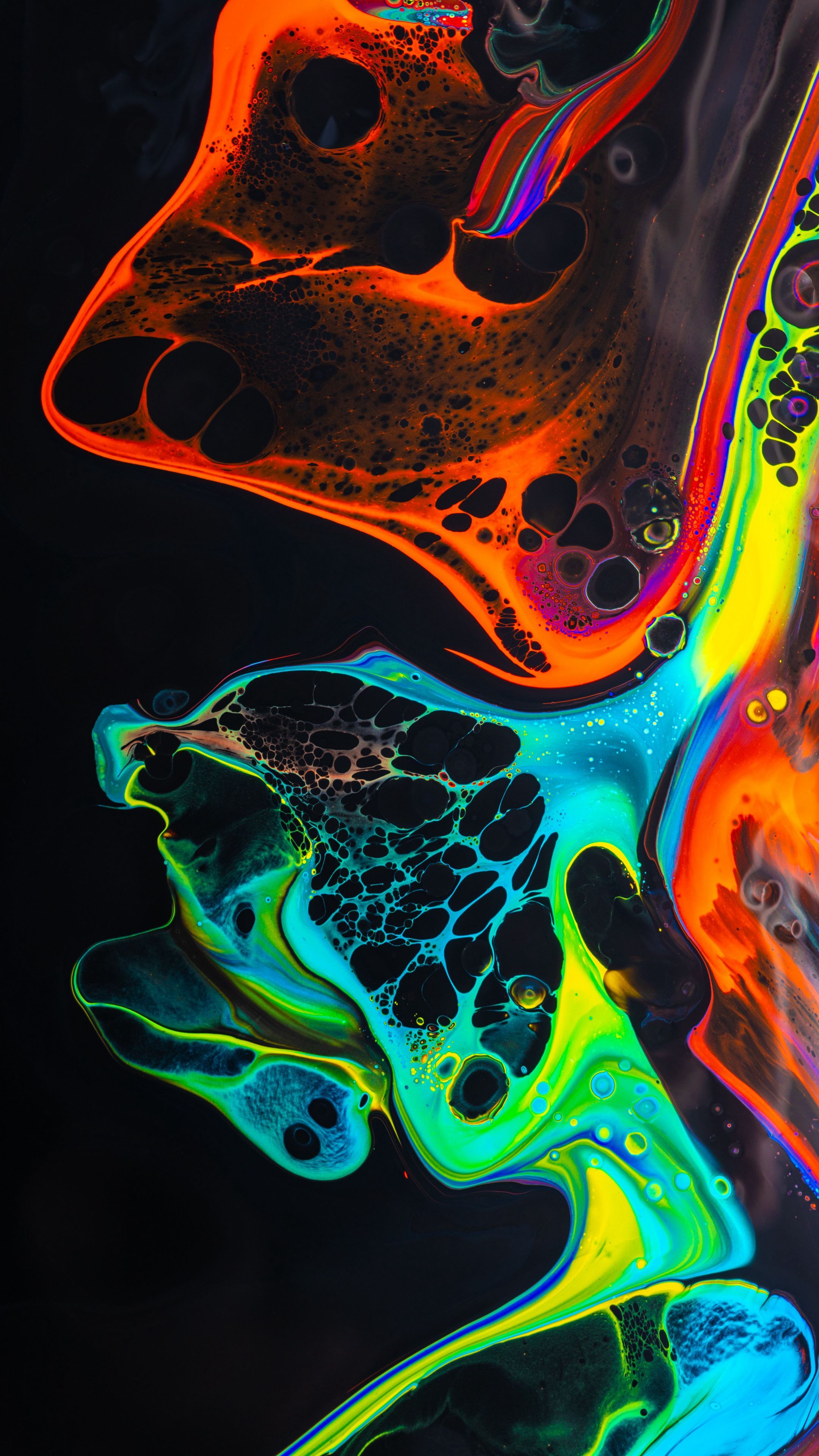 2160x3840 Wallpaper Light, Blue, Black, Fluid, Liquid, Background Free Image