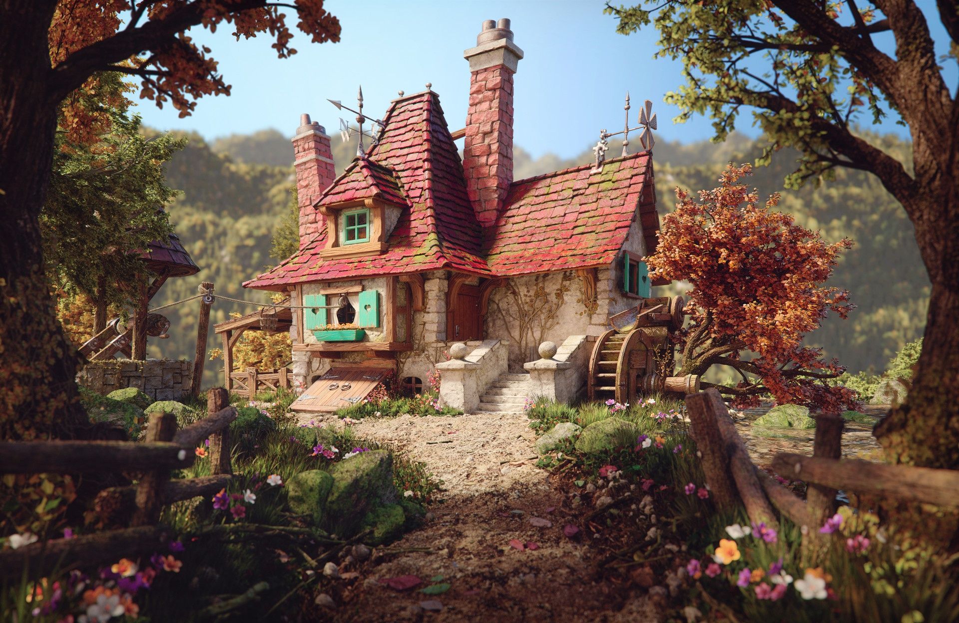 1920x1248 Enchanting Fantasy Cottage HD Wallpaper