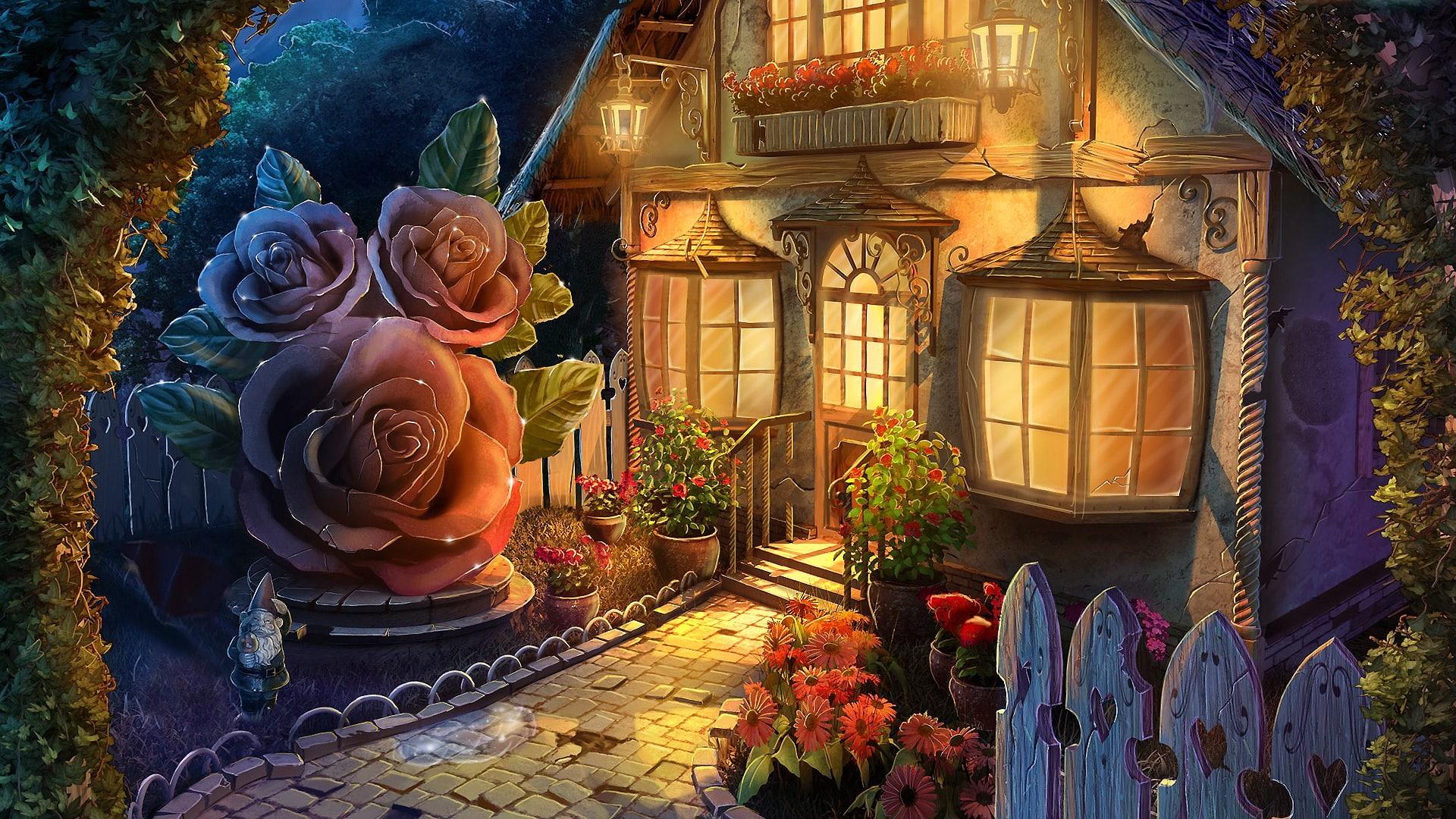 1920x1080 Fairytale Cottage Wallpaper