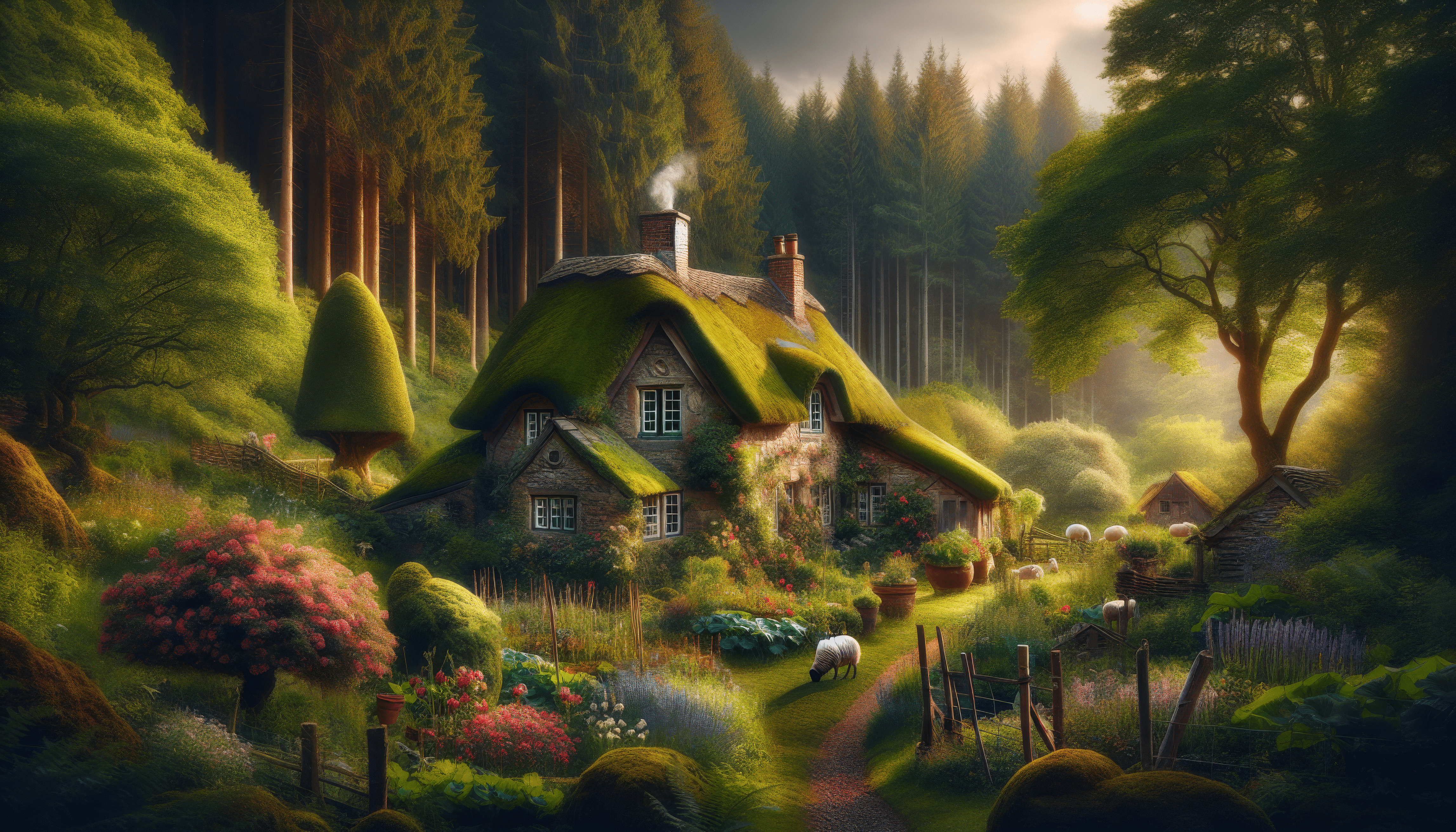 4588x2621 Cottagecore Serenity: 4K Ultra HD Wallpaper