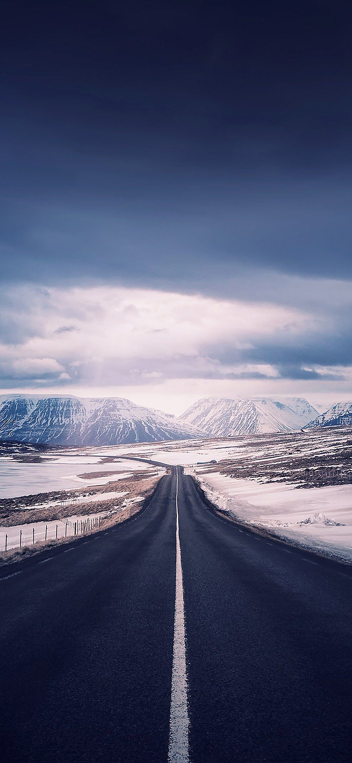 1125x2436 Road To Heaven Snow Mountain Nature Winter iPhone Wallpaper