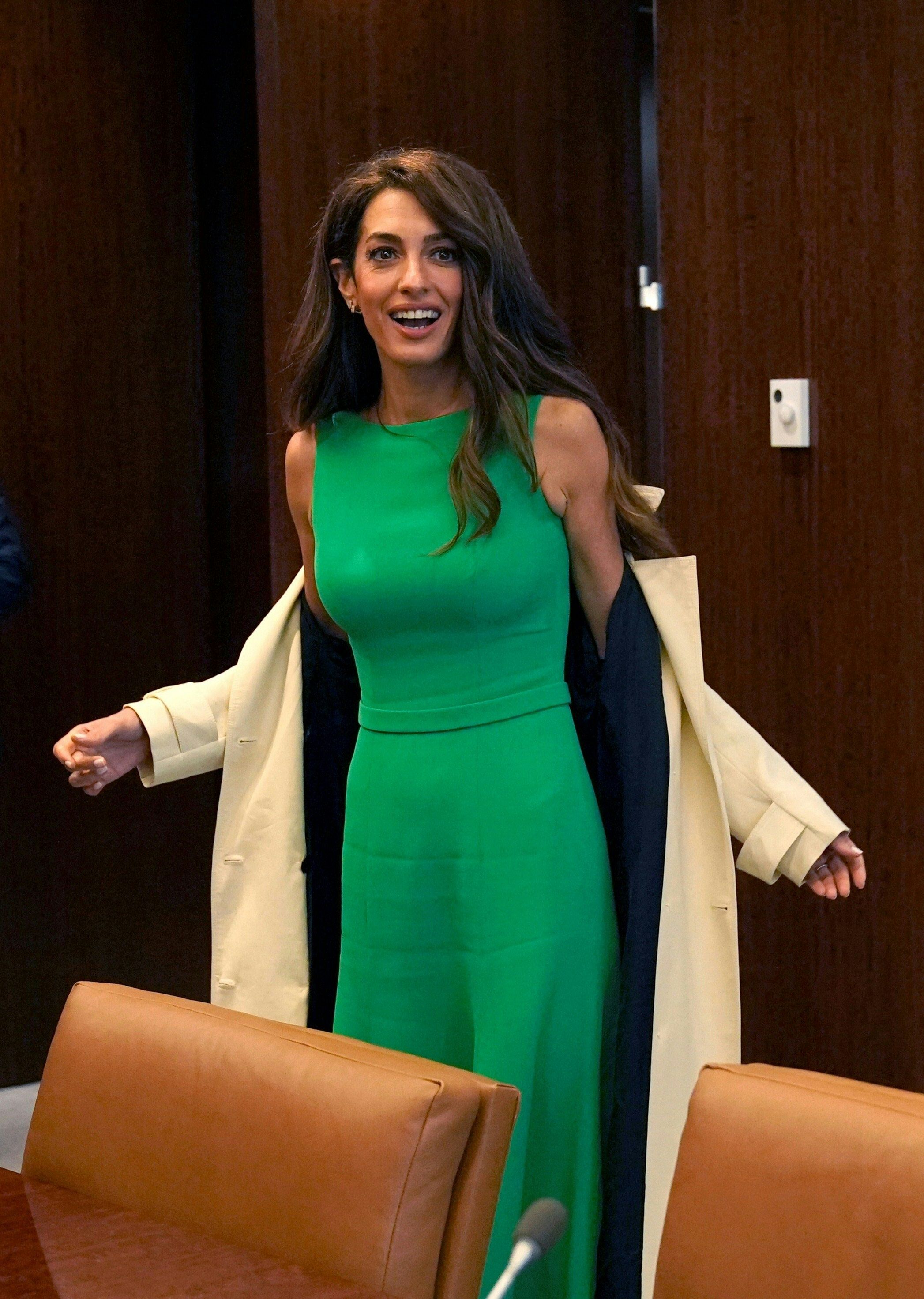 2094x2943 Amal Clooney is gorgeous in green dress at UN headquarters