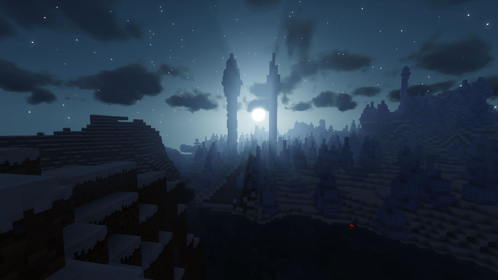1920x1080 I thought these ice spikes were spooky in the moonlight