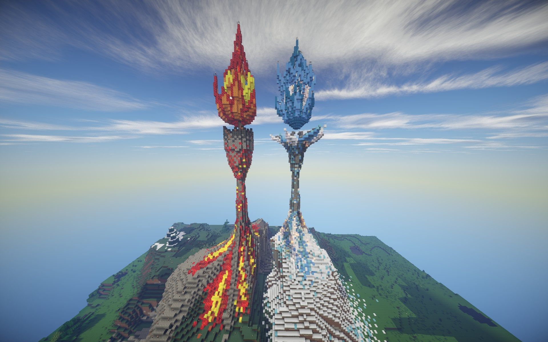1920x1200 Fire & Ice towers I built on a survival server you like them! Added default texture screenshots