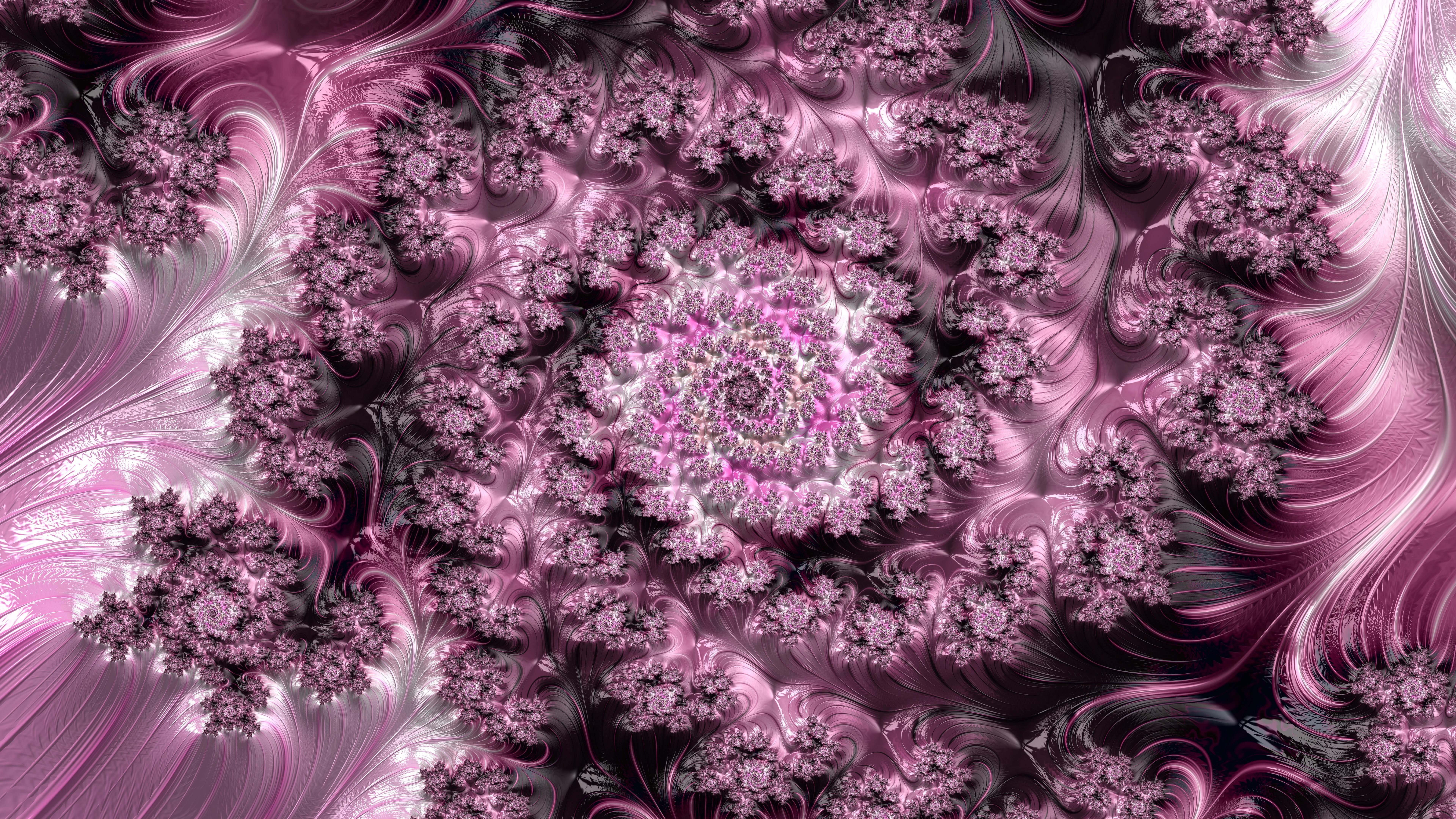 7680x4320 Pink and Black 8k Fractal Desktop Wallpaper Made with Frax on the iPad [7680x4320]