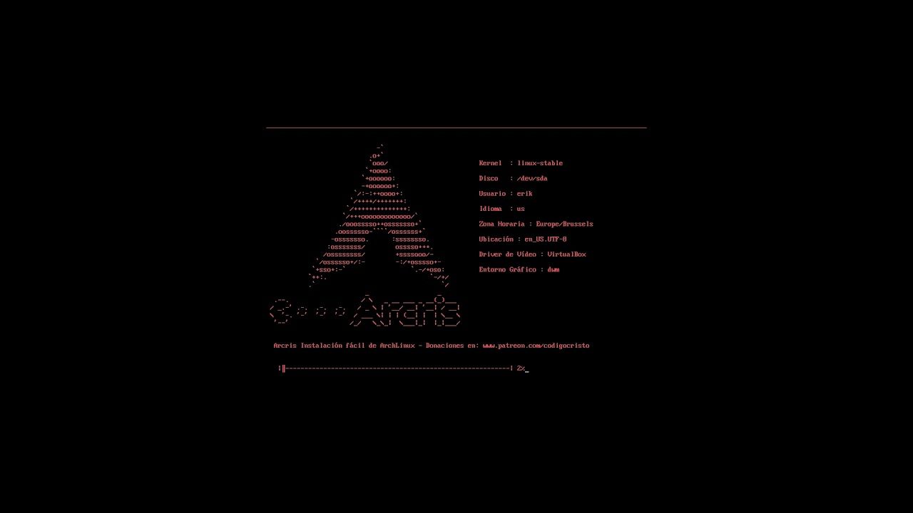 1280x720 ArcoLinux : 2521 Using ARCRIS to install Arch Linux