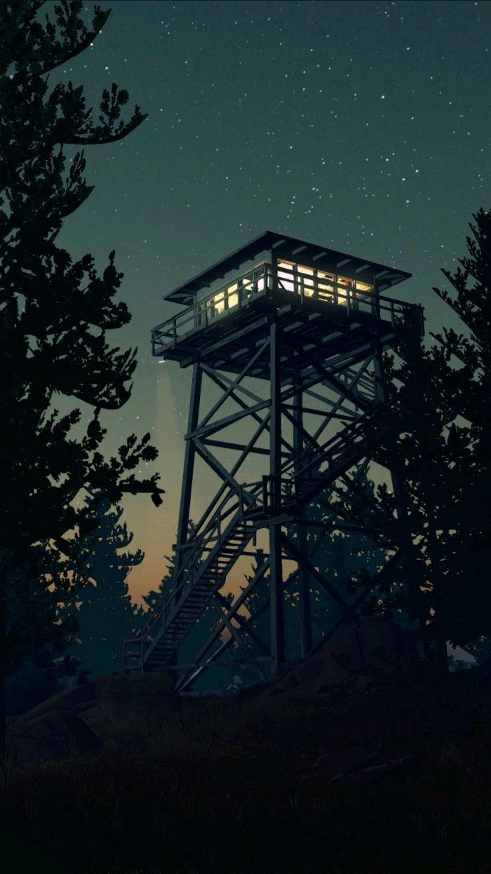 700x1246 Firewatch Game Minimal Tower Night IPhone Wallpaper iPhoneswallpaper Com