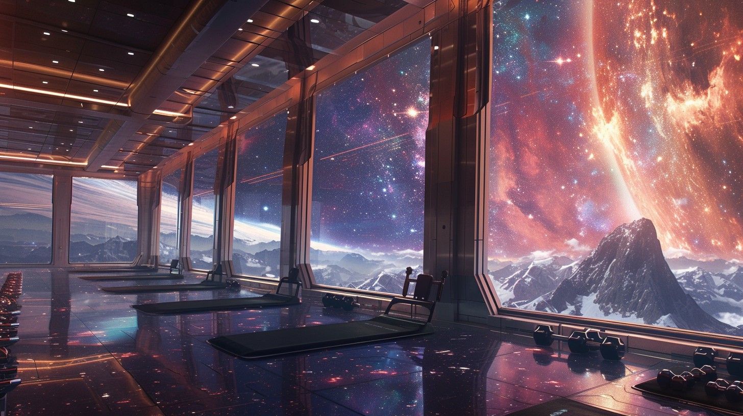 1456x816 Free Cosmic Observation Deck Image, Nebula, Mountains