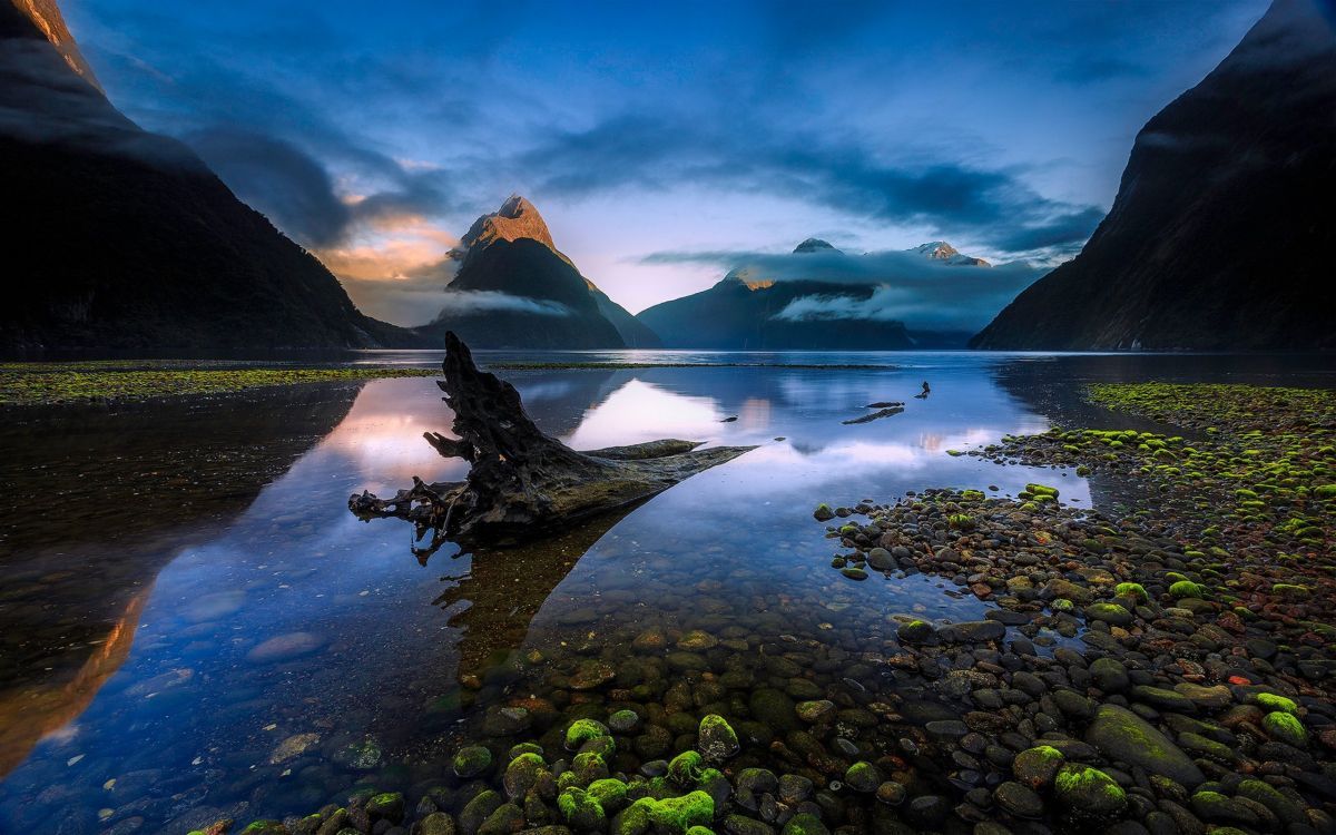 1200x750 Wallpaper Green and Brown Rocks on River During Daytime, Background Free Image