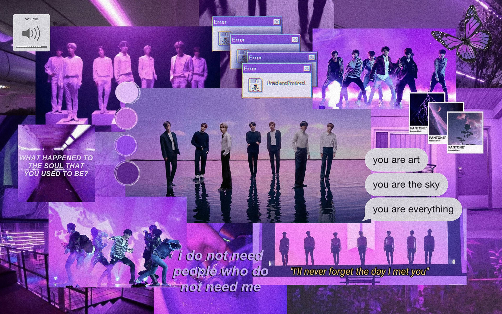 1920x1200 Download BTS Purple Aesthetic Collage Wallpaper