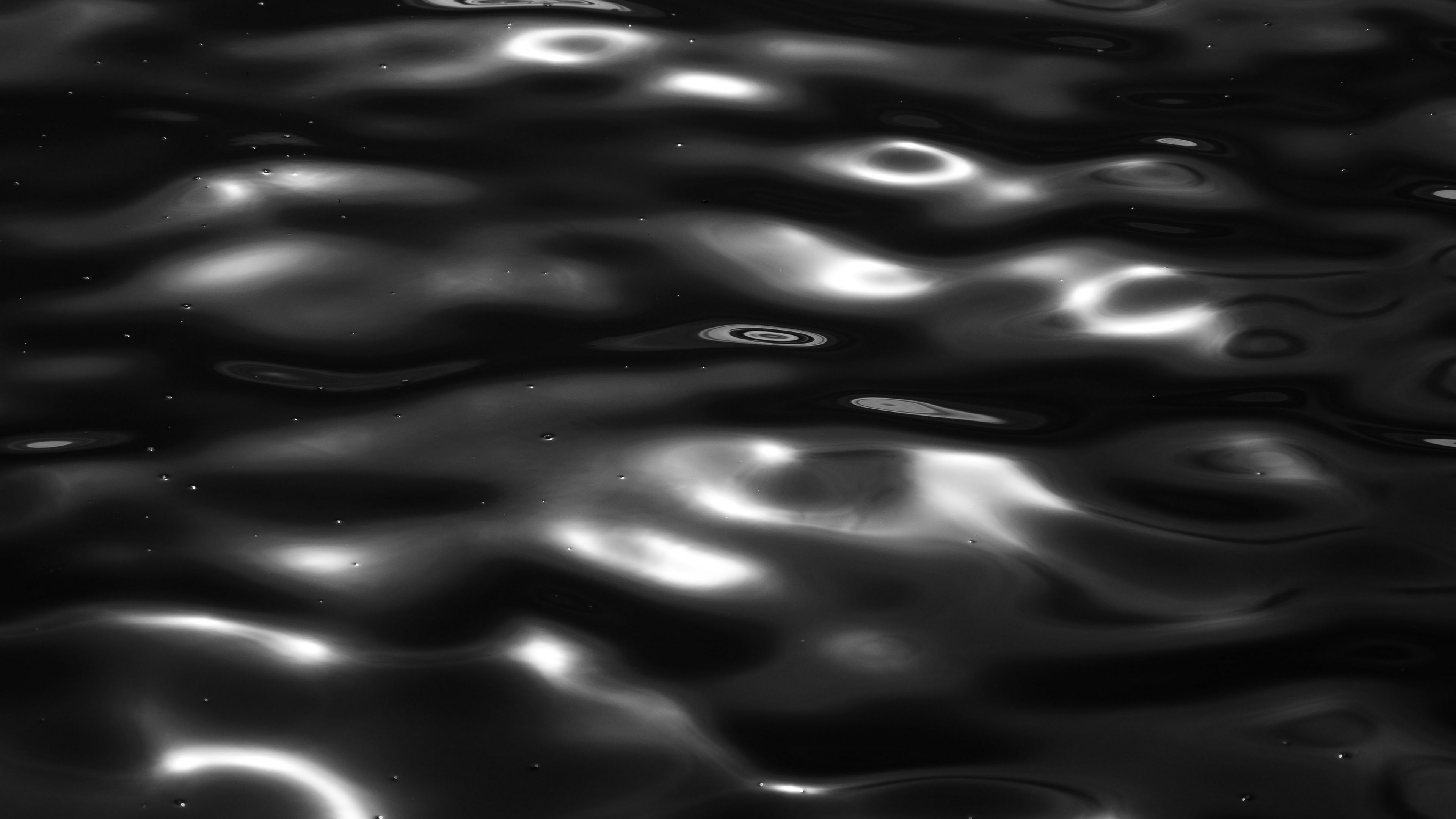 3840x2160 Black Water Waves Glare Background 4K HD Black Background Wallpaper