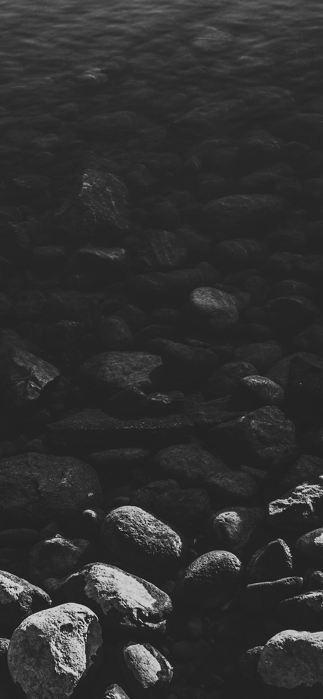 1125x2436 Stone Dark Bw Lake Nature Water iPhone Wallpaper