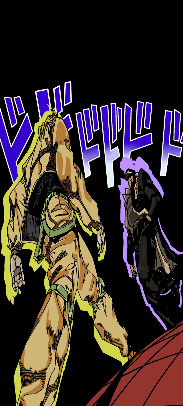 640x1420 I made an OLED background of Jotaro approaching DIO [OC]