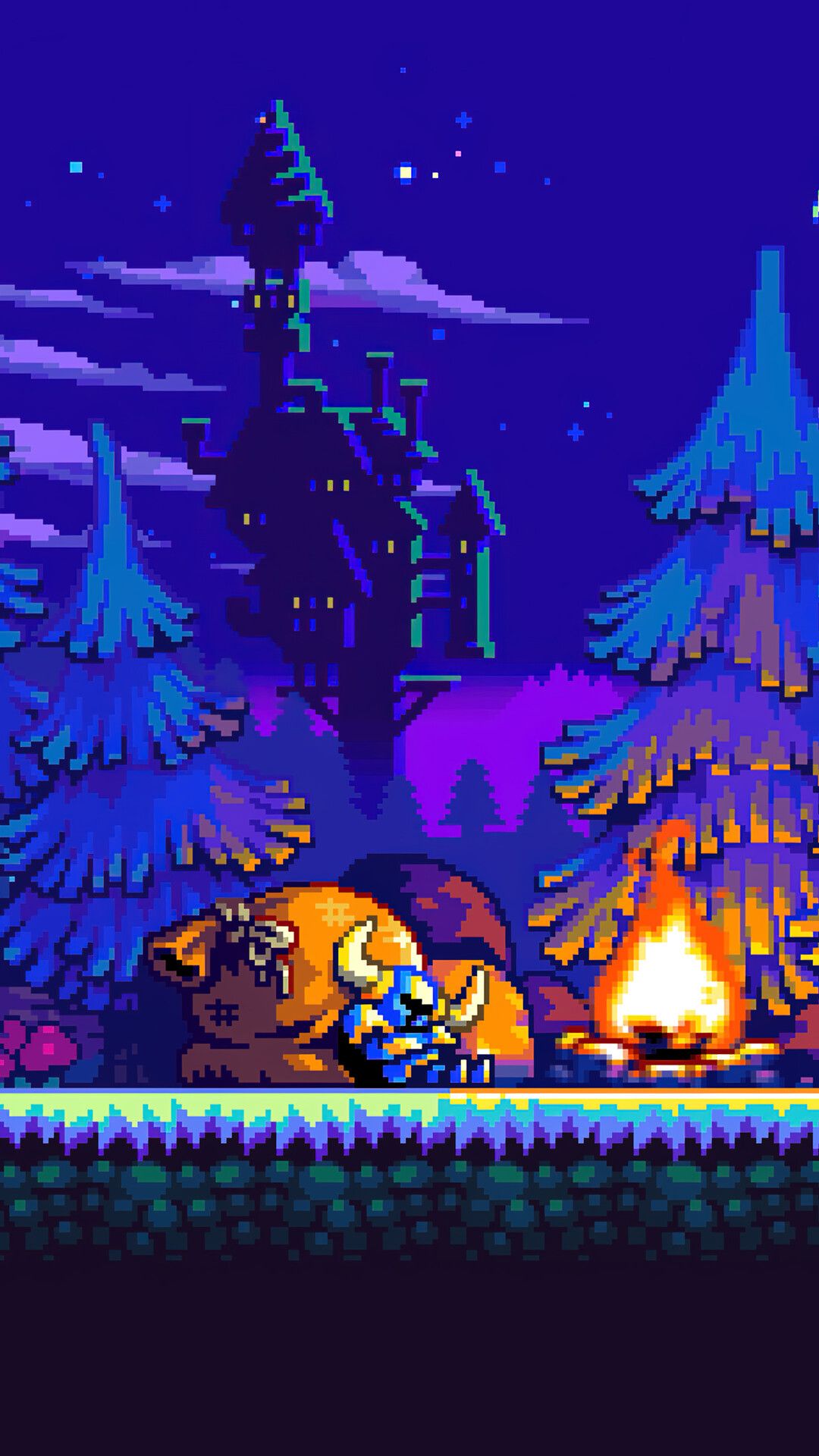 1080x1920 Shovel Knight Bonfire Pixel Art Wallpaper 4K HD PC h
