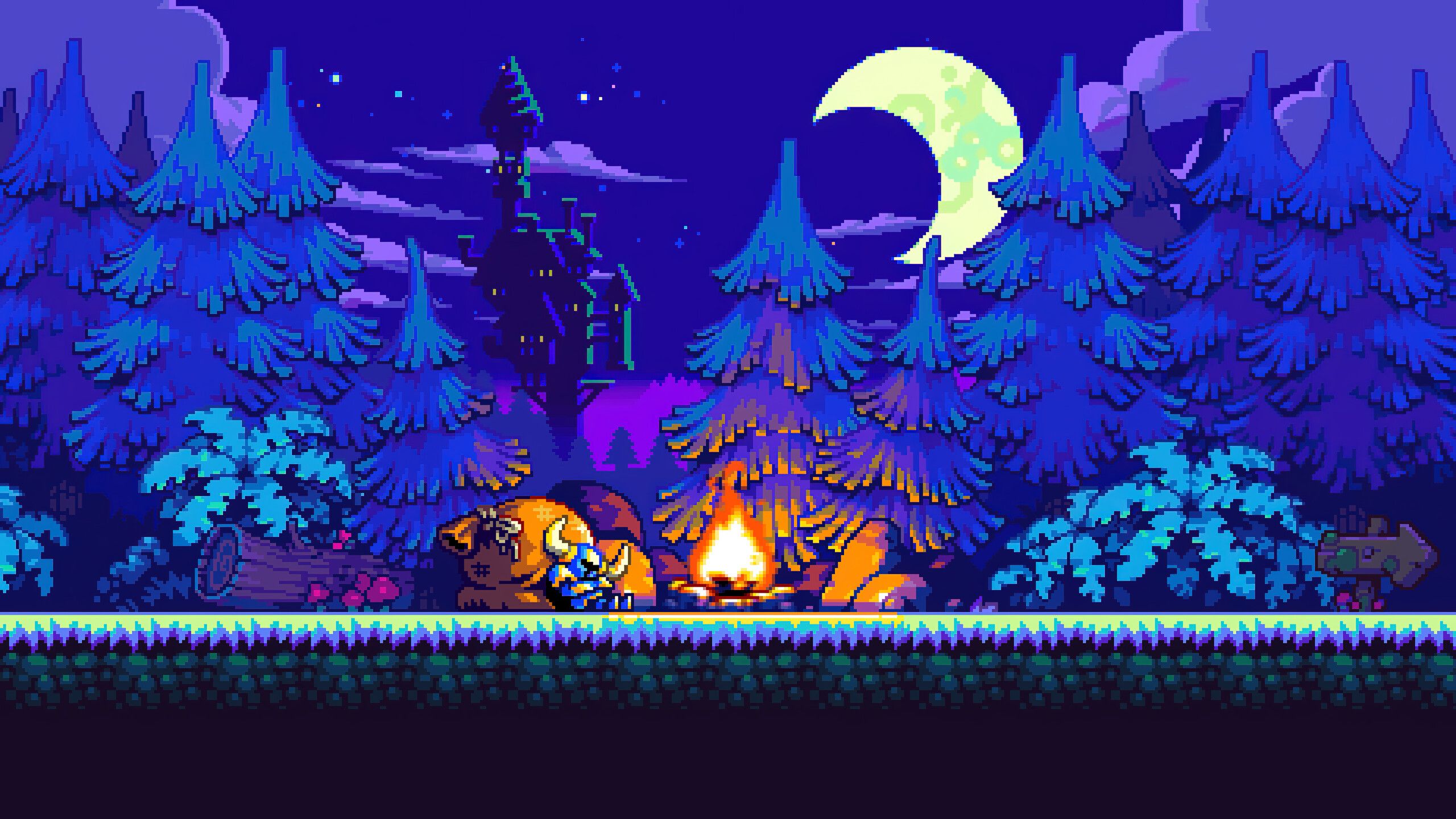 2560x1440 Shovel Knight Bonfire Pixel Art Wallpaper 4K HD PC h