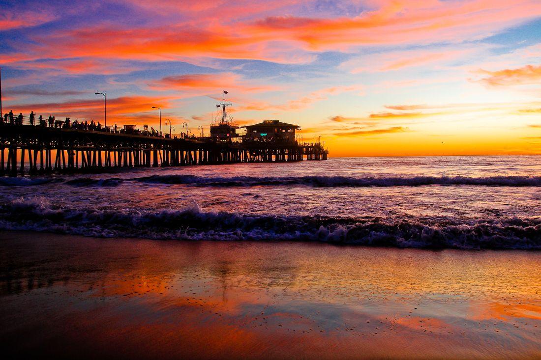 1100x733 Sunset at Santa Monica Beach Pier