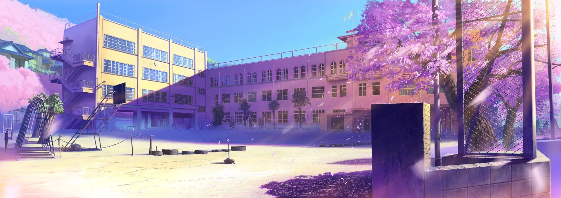 1920x680 Anime Schoolyard Serenity HD Wallpaperx1944