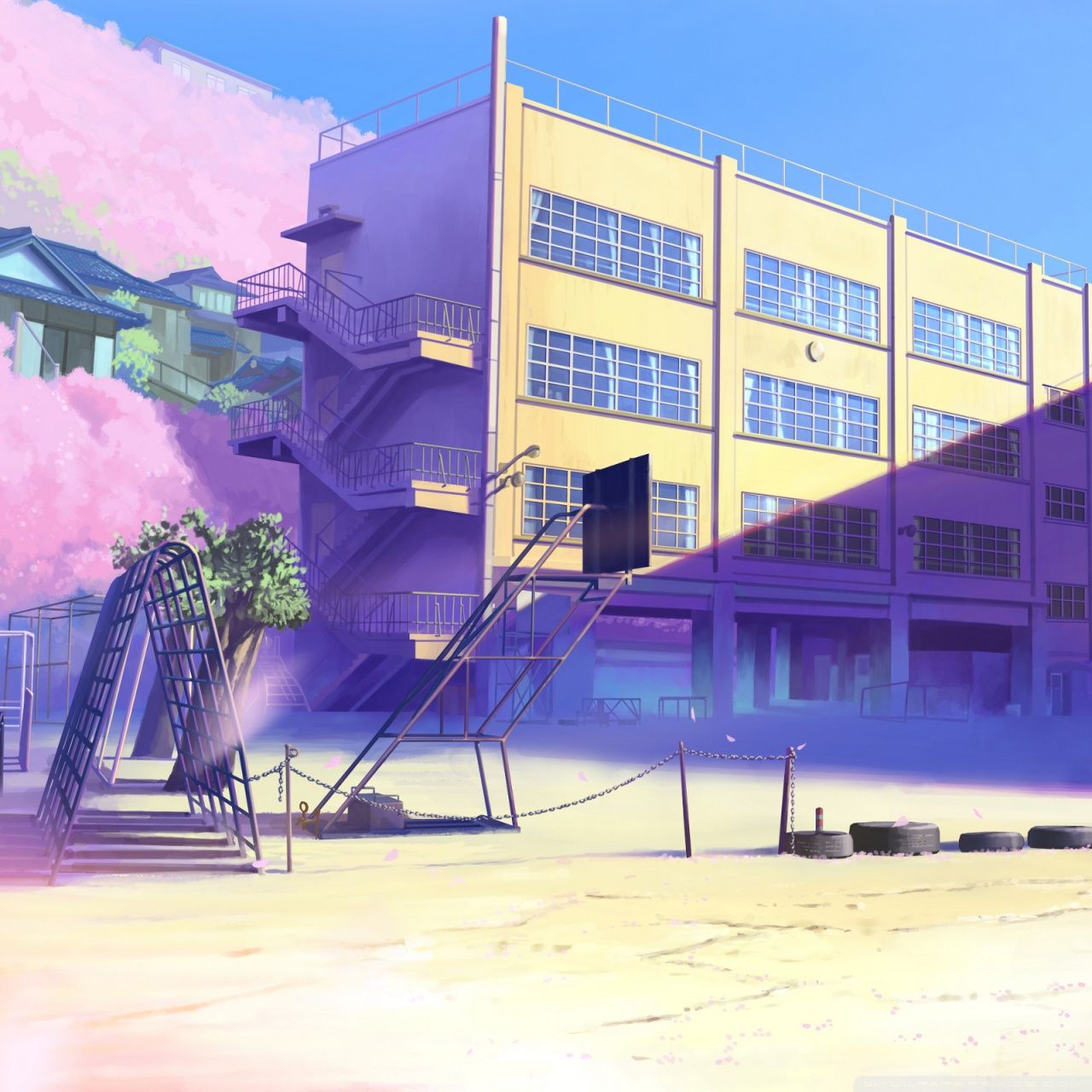 1280x1280 Schoolyard Manga 4K UHD Wallpaper for UltraHD Desktop and TV : Smartphone and Tablet Devices