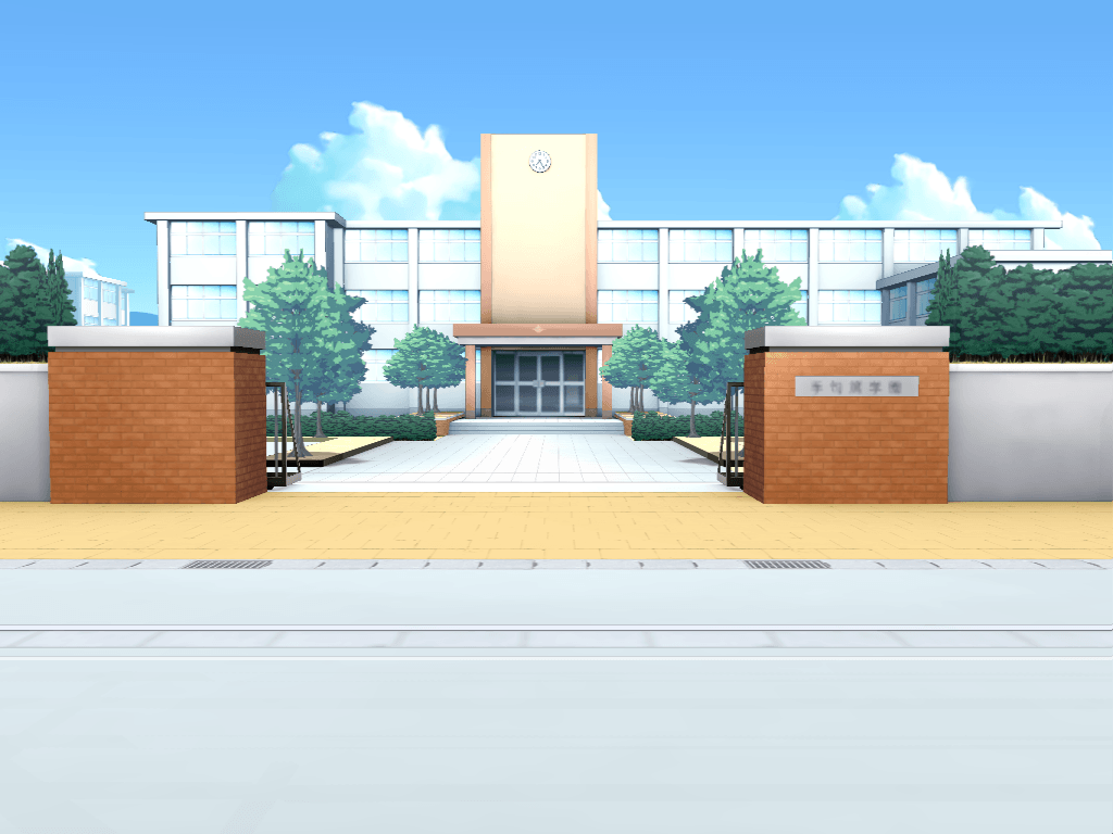 1024x768 Anime School Yard Wallpaper