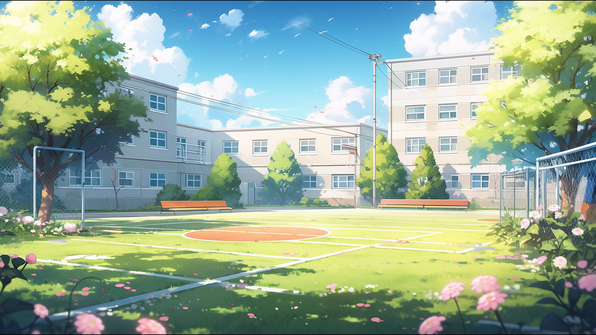 1920x1080 4K Background Anime School Set