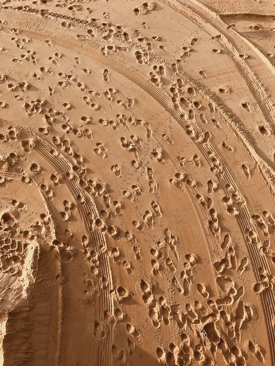910x1213 HD wallpaper: foot prints on sand, soil, outdoors, manhattan beach
