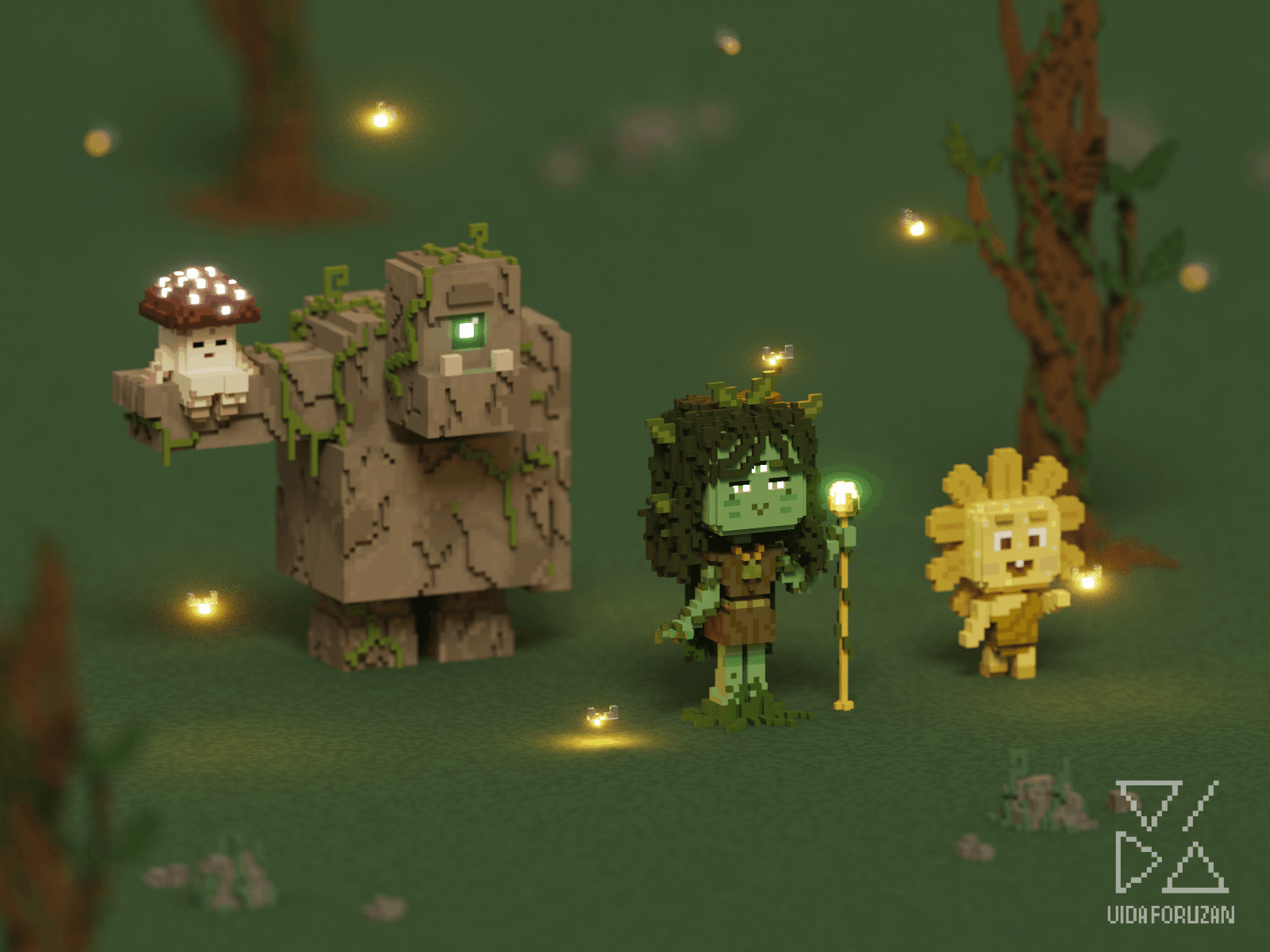 1600x1200 Forest Guardians Voxel Character Design by Vida's Voxels on Dribbble