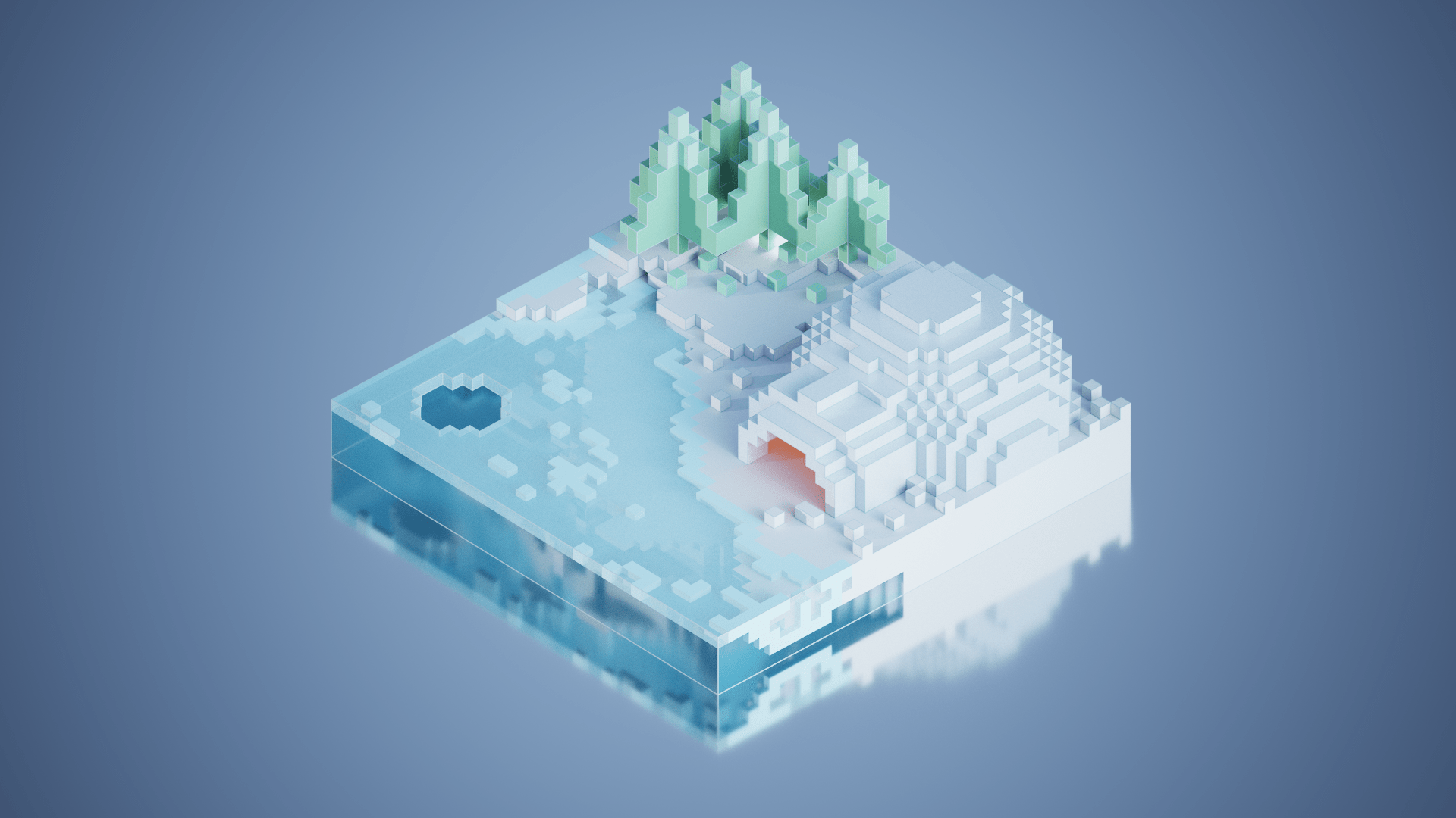 1920x1080 Ice Land Art by AbductedByPixel. Voxel Art Gallery on Lospec
