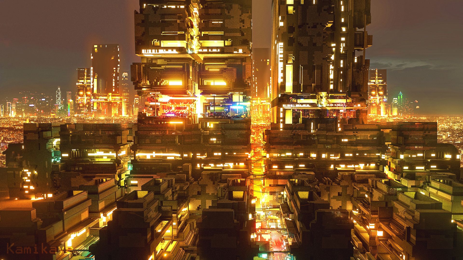 1920x1080 Voxel Block City by Kamikaye on Newgrounds