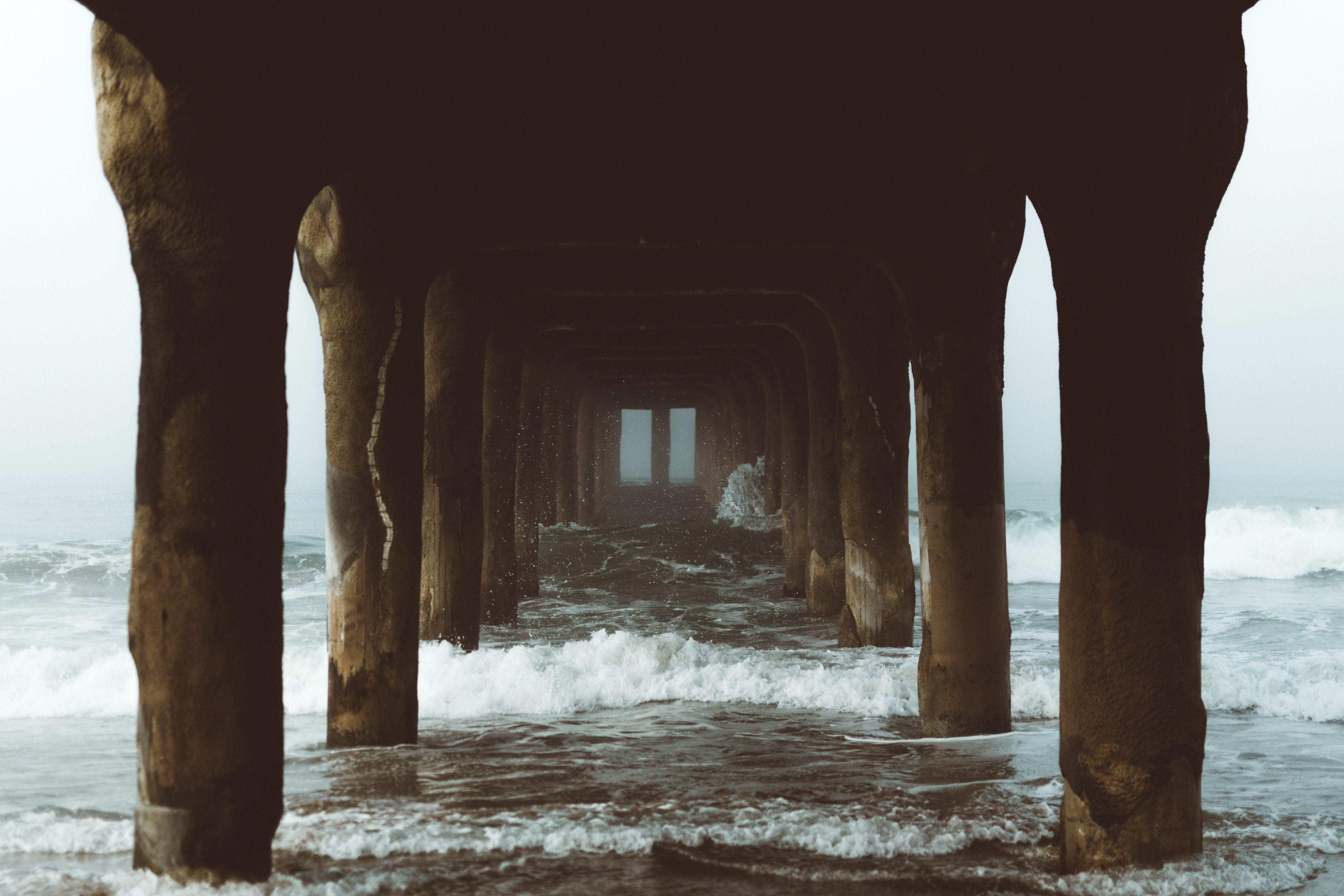 4799x3199 4799x3199 #beach, #fog, #seascape, #manhattan beach pier