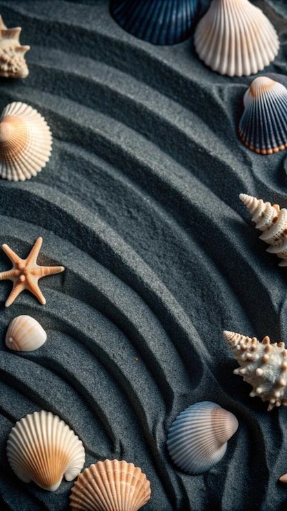 416x740 Black background sea shell Image
