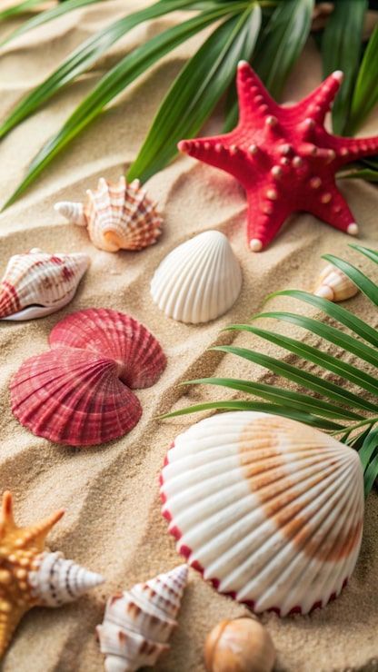 416x740 Sea shells background Image