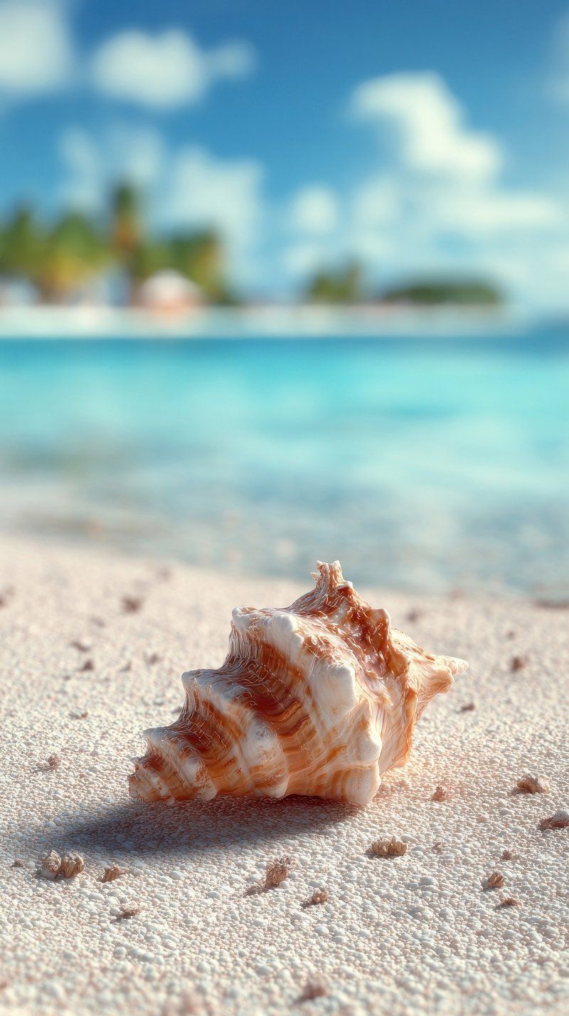 800x1427 Blue Sea Shells Image Wallpaper