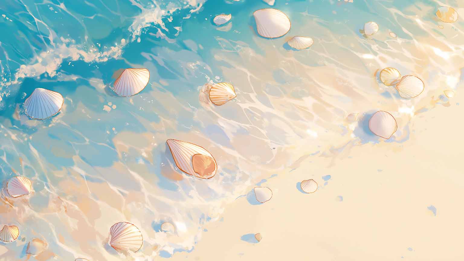 1536x864 Sea Shells in Clear Water Desktop Wallpaper Wallpaper 4K
