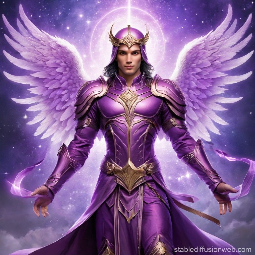1024x1024 Archangel Zadkiel in Purple Attire. Stable Diffusion Online