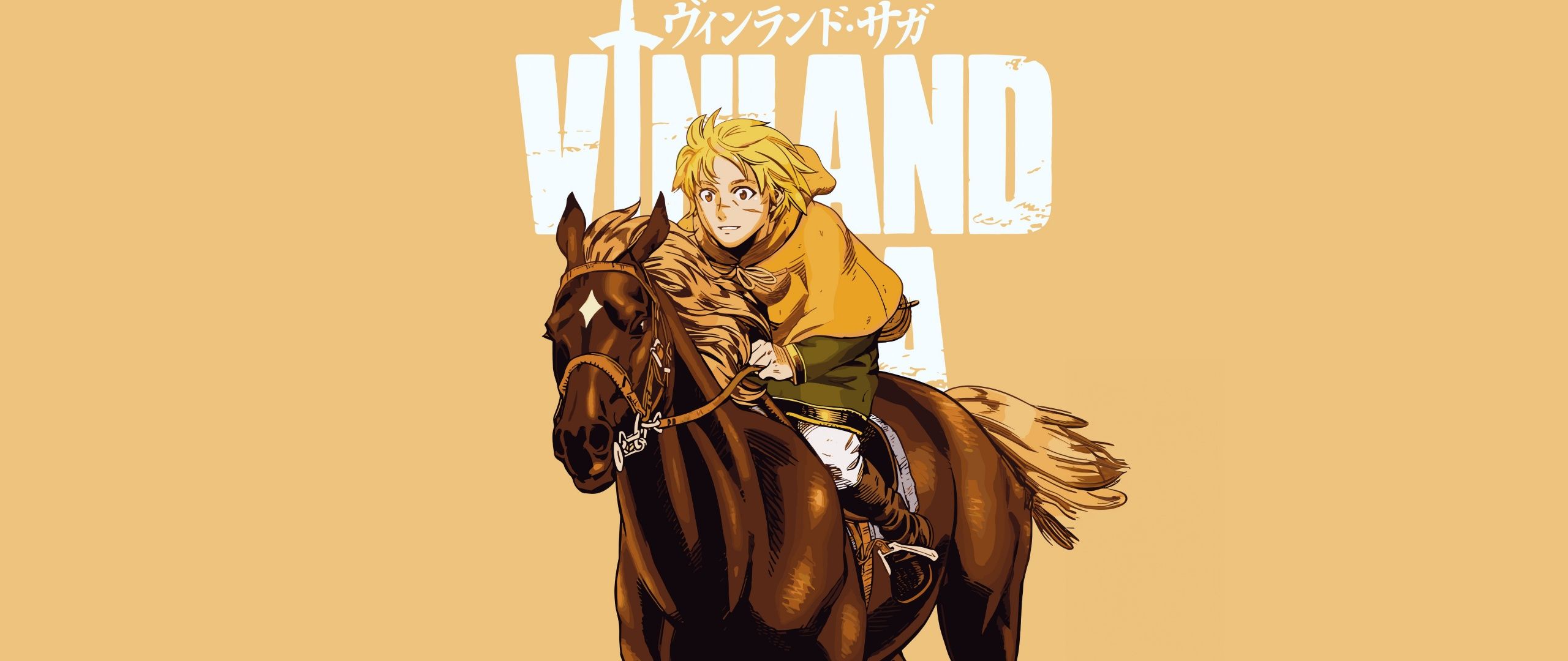 2560x1080 Vinland Saga Wallpaper 4K, Yellow background, Minimalist, 5K