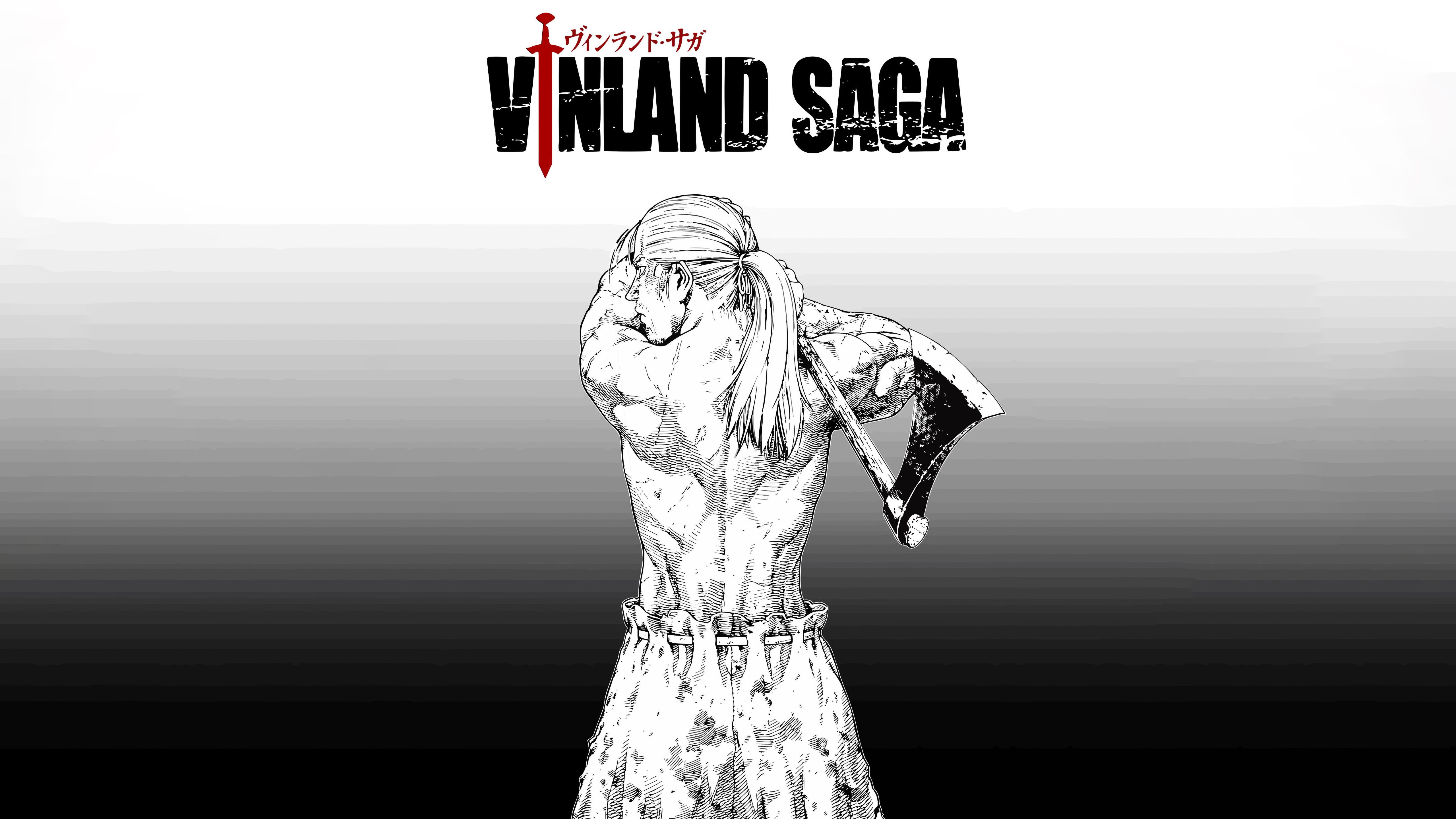 5120x2880 Vinland Saga Wallpaper 4K, 5K, Black and White, Thorfinn