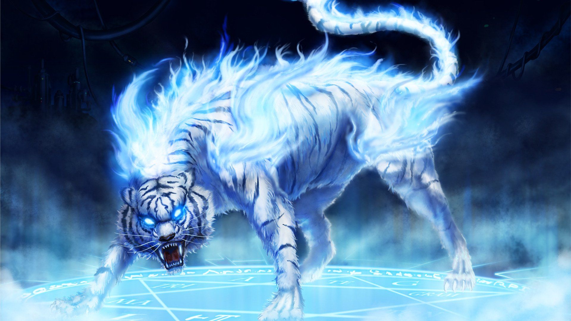 1920x1080 Electric Phantom Tiger: Dark Mystical HD Wallpaperx1080