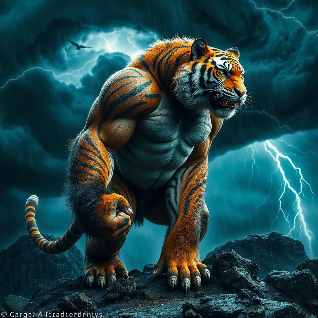 1024x1024 Epic Gorilla Tiger Hybrid: Nature's Might Unleashed