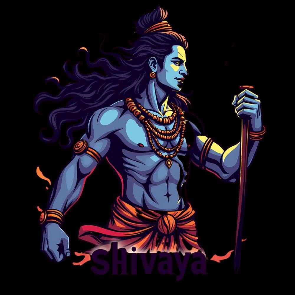 1000x1000 Mitasu Divine Shiva Artwork Power and Serenity with Traditional Indian Motifs in Blue and Orange. A4. Framed Art : Amazon.in: Home & Kitchen