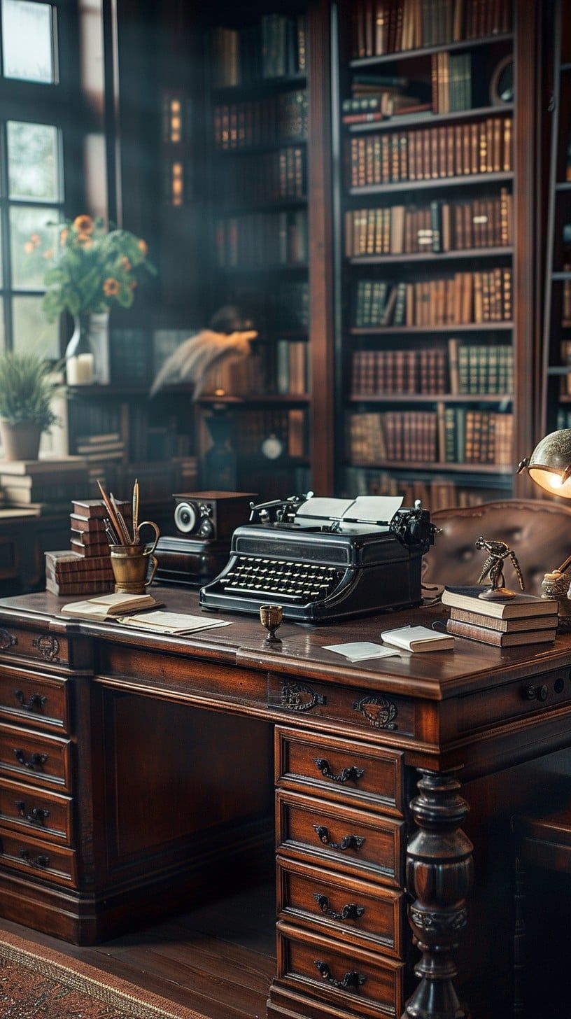 816x1456 Free Vintage Study Room Image, Study, Room
