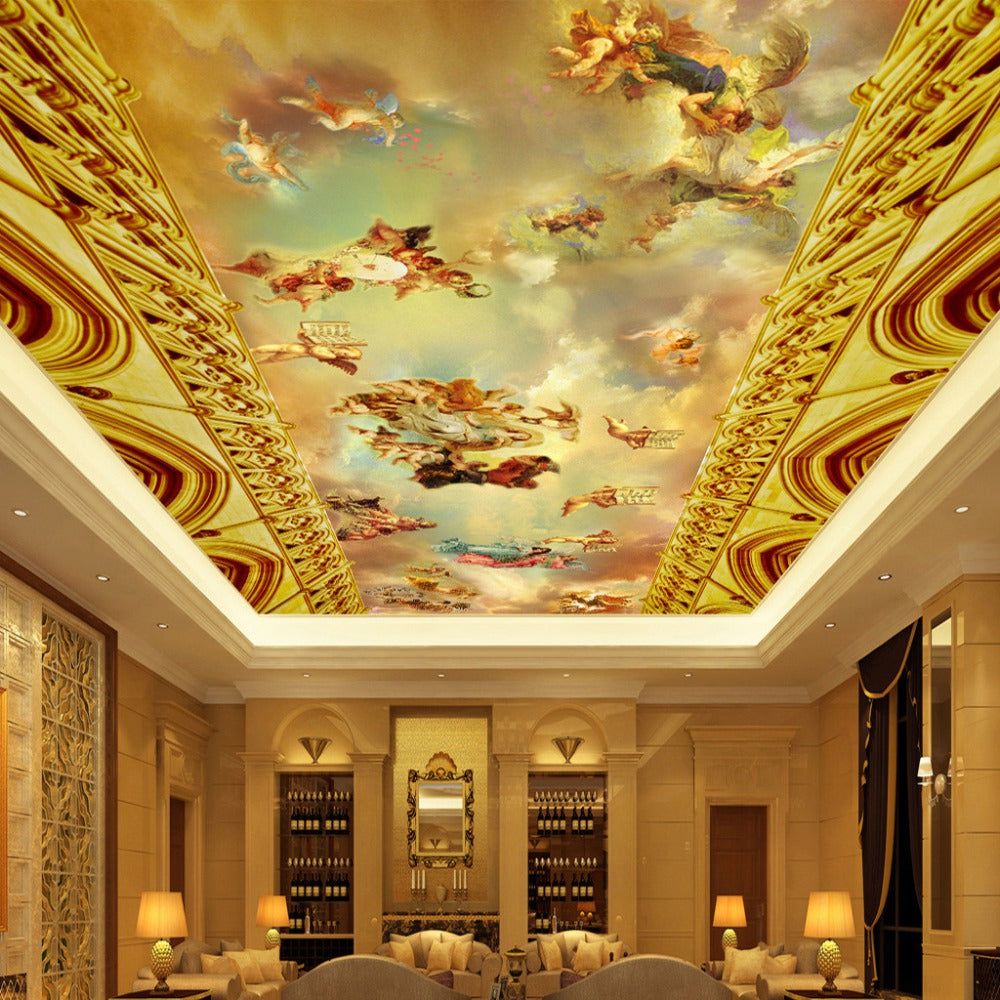 1000x1000 European Style Classical Oil Painting Ceiling Mural, Custom Sizes Available