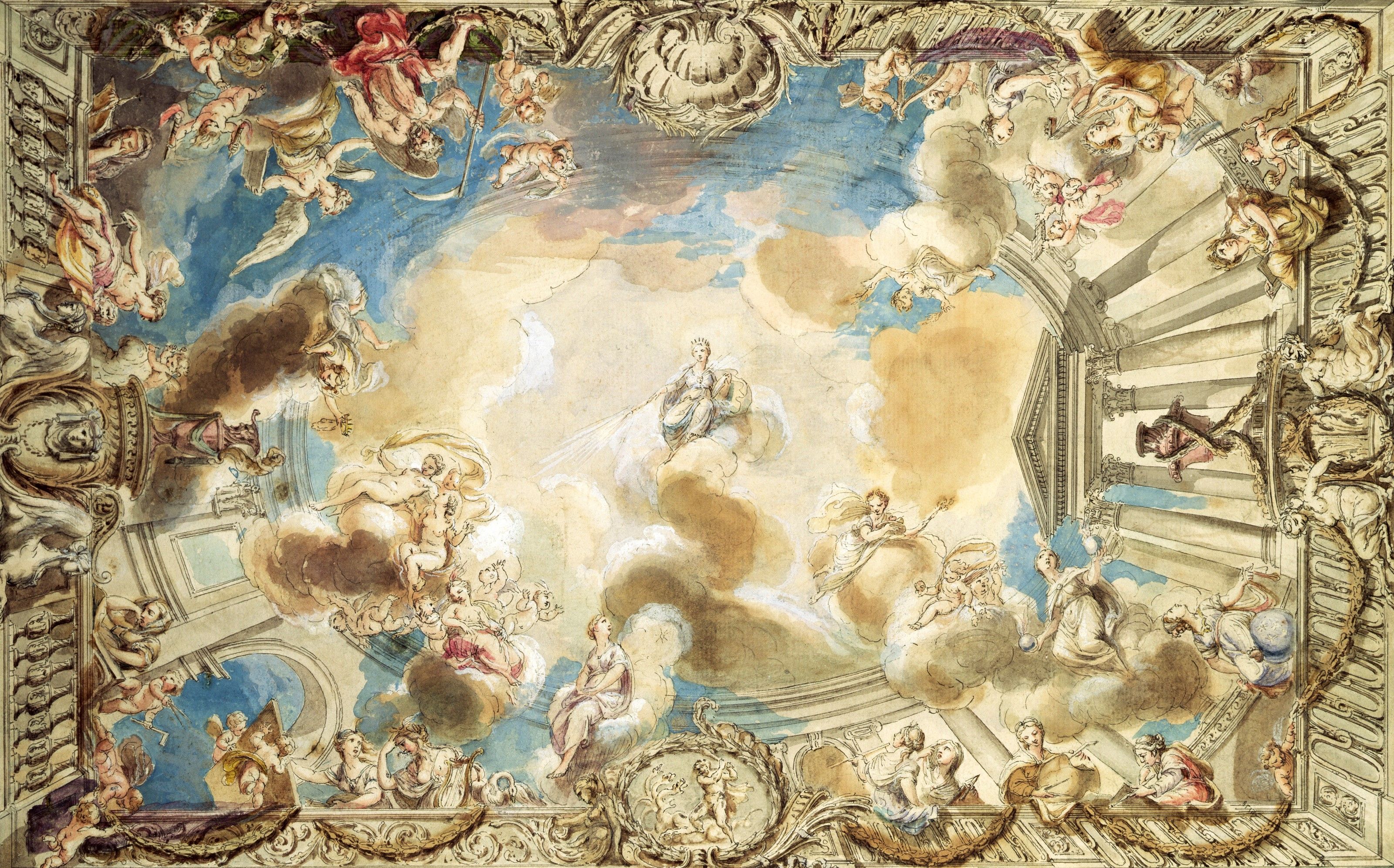 3200x1993 Ceiling Depicting Minerva Wallpaper Mural By Giovanni Cipriani Your Way