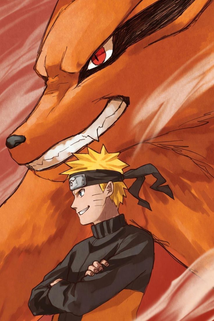 736x1104 Naruto Shippuden Naruto and Kurama Wallpaper