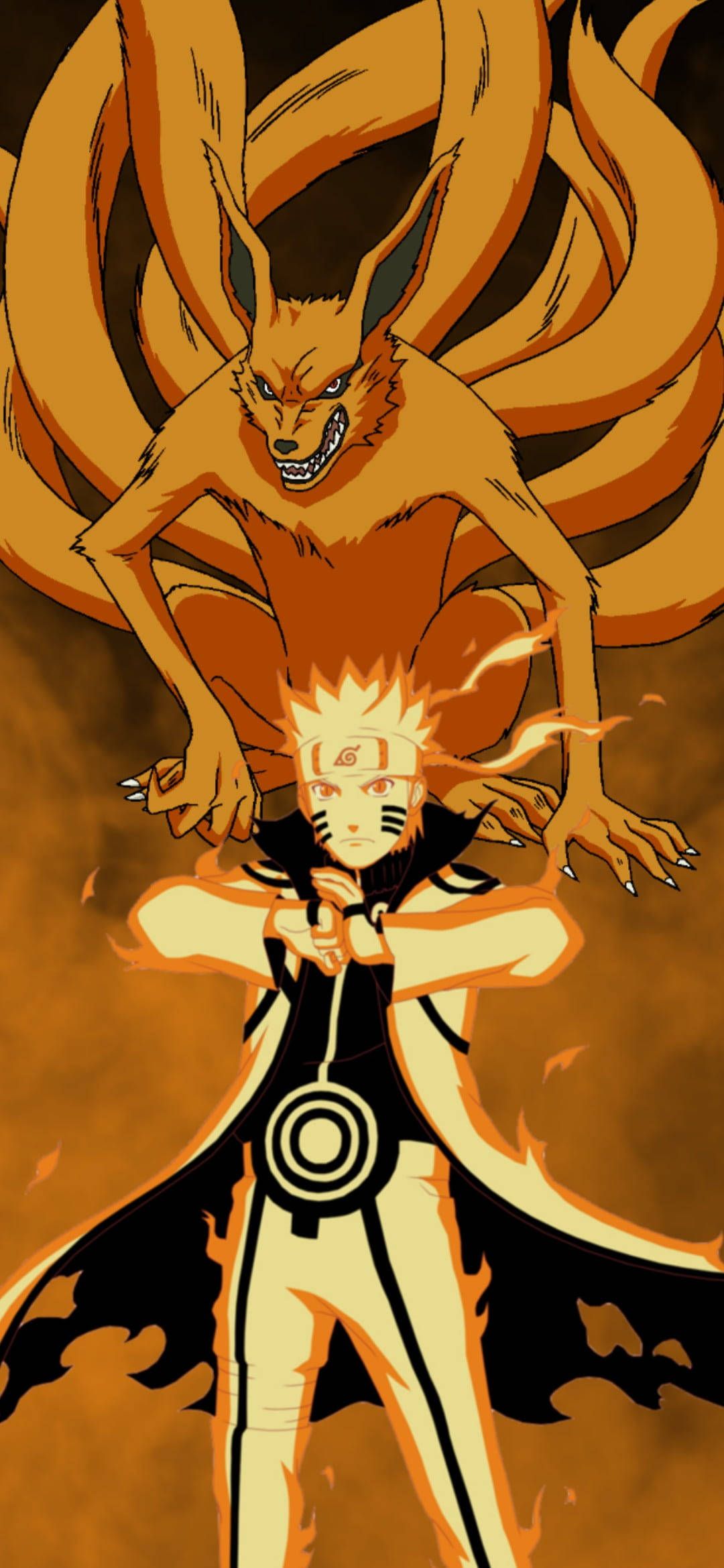 1080x2339 Download Naruto Kurama And Uzumaki Chakra Mode Wallpaper