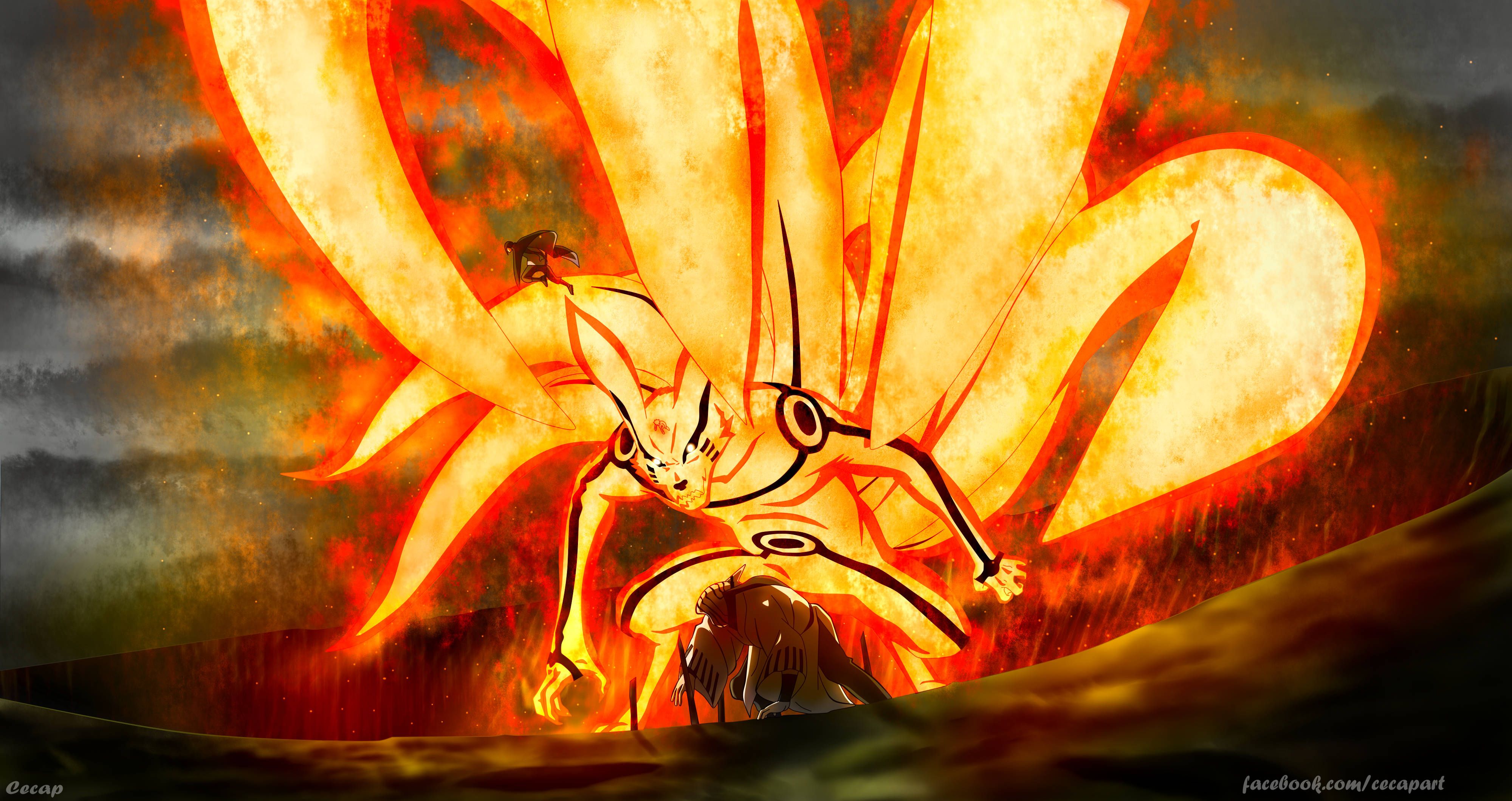 4000x2119 Download Naruto Kurama Nine Tails Chakra Mode Wallpaper
